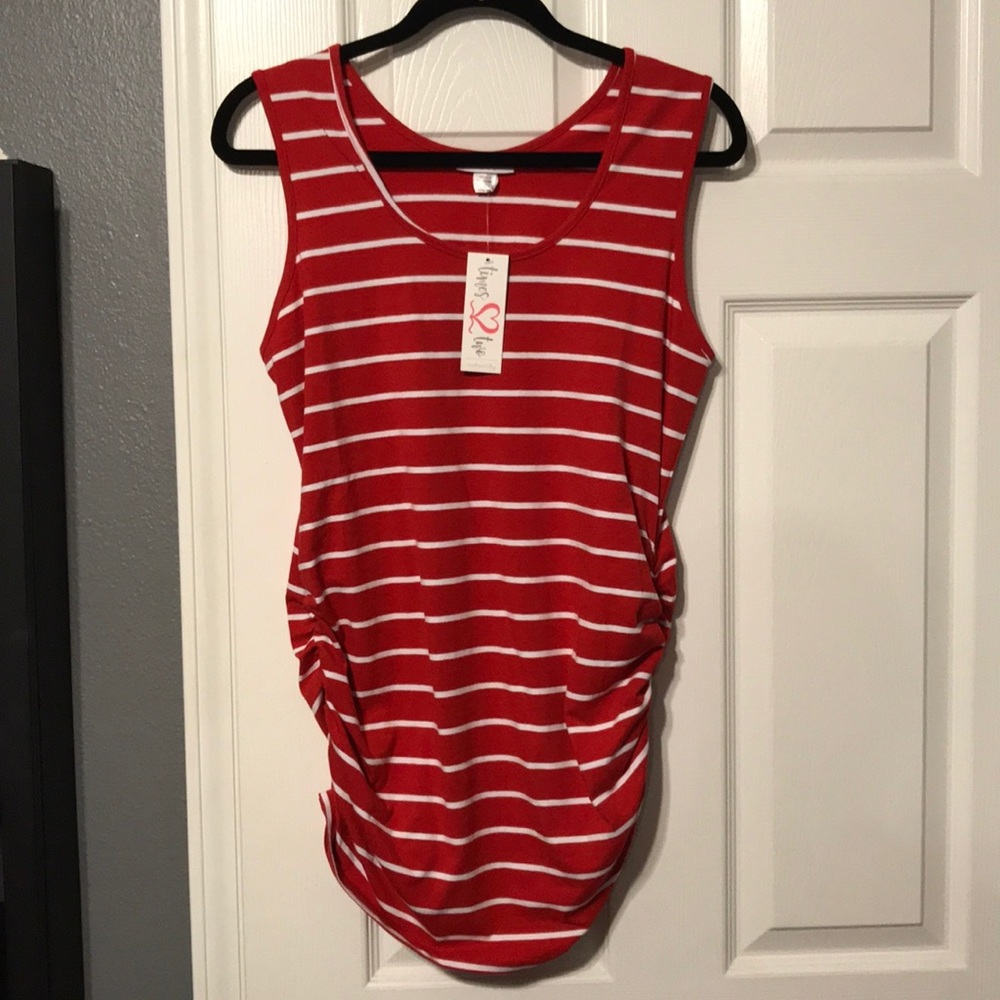 Red & white striped maternity tank. NWT